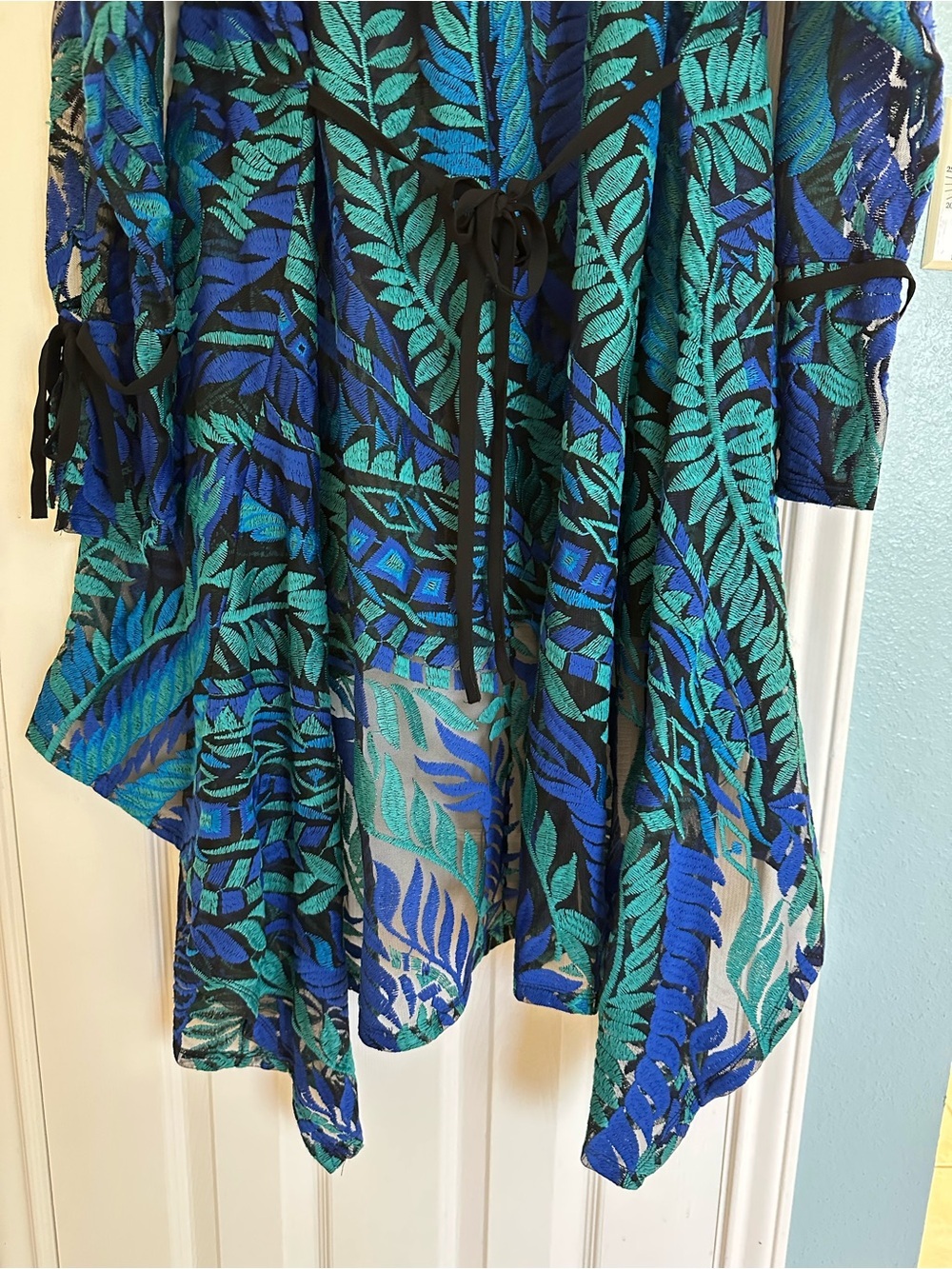Midnight Velvet tropical embroidered mesh high-low tunic dress size 2X - Picture 6 of 7